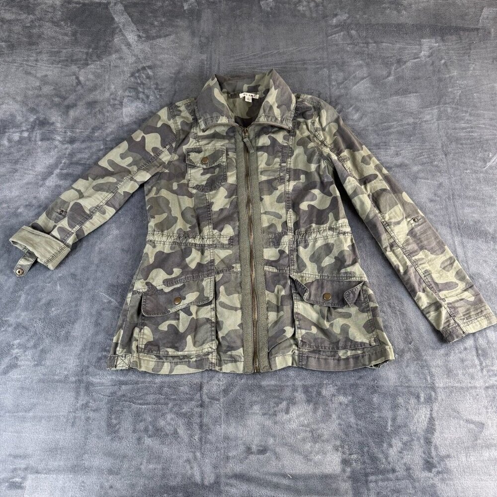MIAMI Womens Jacket Size Small Green Camo Safari Anorak Zip Front